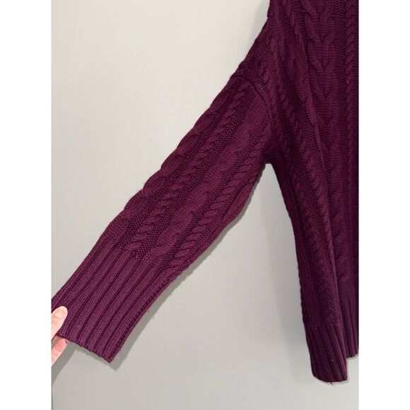 Banana Republic Chunky Cable Knit Merino Wool Cashmere Sweater Turtleneck Large - Picture 7 of 13